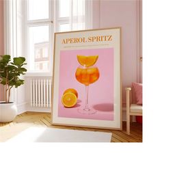 aperol spritz cocktail print, bar cart art, contemporary modern kitchen wall art, alcohol wall art print, bar cart acces