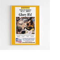 Boston Bruins 2011 NHL Stanley Cup Champions Front Cover The Boston Globe Poster, Magazine Cover Print, Wall Art Hockey