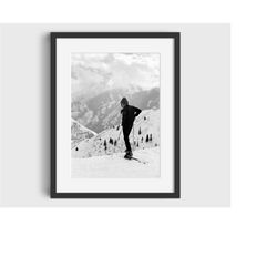 VINTAGE SKI PHOTO Print - Digital Download, Printable Art, Vintage Ski Art, Ski Home Decor, Ski Lodge Wall Decor, Ski Po