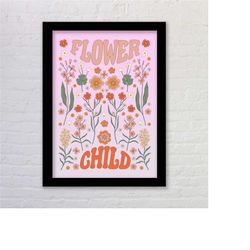 flower child boho wall art poster print. available framed.