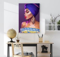 African Smiling Woman Wall Art, African Woman Canvas Print, African American Home Decor, African Wall Decor, Black Woman