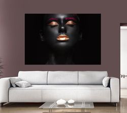 black and gold wall decor african woman canvas female model canvas african wall art black woman print african home decor