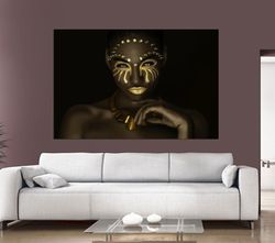 Black And Gold Wall Decor African Woman Canvas Female Model Canvas African Wall Art Black Woman Print African Home Decor
