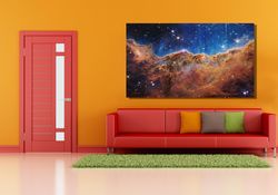 Carina Nebula NASA Deep Field Canvas Poster Art, James Webb Space Telescope First Photo Cosmic Cliffs, Ready To Hang ,Un