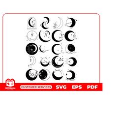 Moon Boho SVG Moon Art EPS PDF File