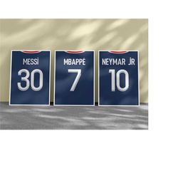 Printable Messi Mbappe Neymar Jersey Wall Art Bundle,