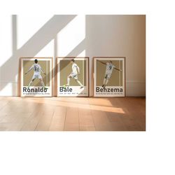 Printable Ronaldo Bale Benzema Posters Bundle, Legendary Soccer