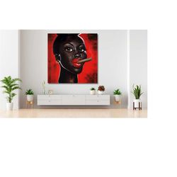 African Black Woman Canvas Wall Art,Abstract African Girl