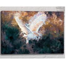 oil painting white owl canvas art print |