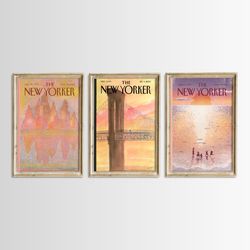 New Yorker Magazine Prints, Cityscape Paintings, New Yorker Prints, Triple, New Yorker Posters, PRINTABLE Set Of 3, NW3-