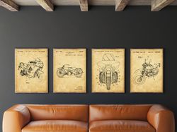 Motorbike Patent Set of 4, Cruiser Motorcycle, Chopper, Dirt BIke Poster, Sport Bike Patent, Wall Art, Rider's Gift, .jp