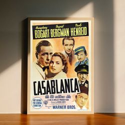 Casablanca  Vintage Movie Canvas Poster, Wall Art Decor, Home Decor, No Frame