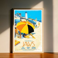 Jaws Mondo Movie Canvas Poster, Wall Art Decor, Home Decor, No Frame