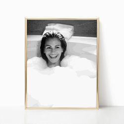 Julia Roberts Pretty Woman Bathtub Movie Poster Black & White Retro Vintage Photography Classic Film Wall Art Fashion Ca