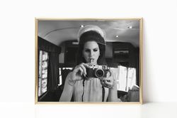 Lana Del Rey Merch Print Singer Music Poster Black and White Retro Vintage Camera Photography Canvas Framed Feminist Tre