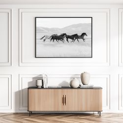 Running Wild Horses Mountain Photography Field Boho Meadow Nature Farmhouse South Western Room Decor Canvas Print Poster