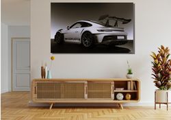 Black Porsche 911 Carrera GT3 RS Ready To Hang Canvas,Black Sport Car,Porsche 911 Carrera Poster,Motivation Office Wall