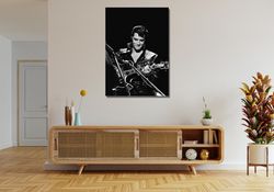 Elvis Presley Ready To Hang Canvas, Elvis Presley Poster Print, Elvis Presley Canvas Wall Art, Black and White Elvis Pre