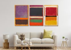 set of 3 mark rothko ready to hang canvas,create your own canvas set,we will produce it,leave a message pls,colorful rot