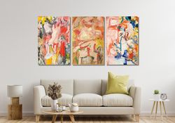 set of 3 willem de kooning ready to hang canvas,oil on canvas, photo to painting poster, fine art reproduction canvas, g