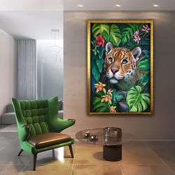 framed colorful tiger canvas painting, pop art tiger canvas print, colorful tiger home decor, tiger wall art.jpg