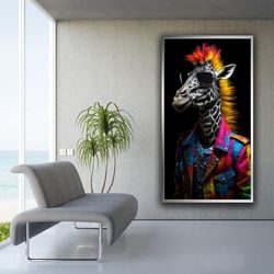 giraffe canvas painting, giraffe in suit canvas, colorful giraffe wall decor, giraffe poster, giraffe wall art.jpg