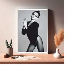 Penelope Cruz Spanish Model Black White Poster, Canvas