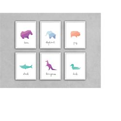 Printable Set of 6 Animal Nursery Wall Art
