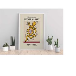 Keith Haring Dancing Flower Poster, Printable Home Decor,