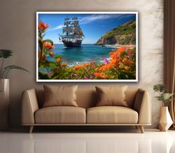 ship landscape canvas,ship decor,sea landscape art,ship wall decor,ship painting in seascape.jpg
