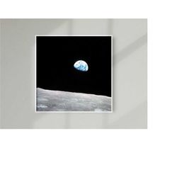 earthrise nasa photography print, photo poster of earth