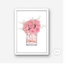 Roses in Perfume Bottle DIGITAL PRINT, Luxury Designer