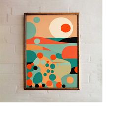 mid-century modern landscape poster | abstract wall fine