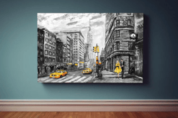 new york on canvas, cityscape oil painting, new york cityscape painting, wall art, minimalist canvas artwork, animal pai