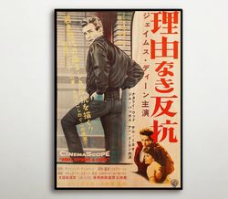 rebel without a cause japanese wooden poster, outstanding wood gift for  romantic drama movie fans, great wood canvas fo