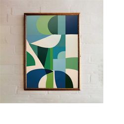 Green and Blue Mid-Century Modern POSTER | Abstract