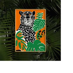 White Panther Wall Art, Leopard Art Print, Animal