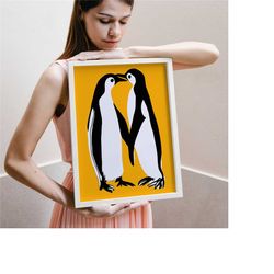 Penguin Couple Poster Print - Giclee - Nursery