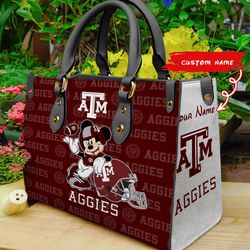 NCAA Texas A_M Aggies Mickey Women Leather Hand Bag