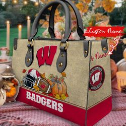 NCAA Wisconsin Badgers Autumn Women Leather Hand Bag