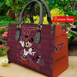 NCAA Virginia Tech Hokie Mickey Women Leather Hand Bag