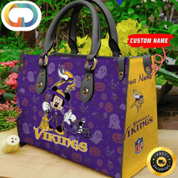 Minnesota Vikings NFL Minnie Halloween Women Leather Hand Bag