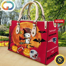 New England Patriots NFL Snoopy Halloween Women Leather Hand Bag