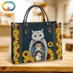 Owl Sunflower Leather Women Handbags
