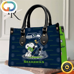 Seattle Seahawks NFL Snoopy Women Premium Leather Hand Bag