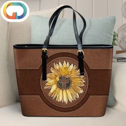 Sunflower Cross Large Leather Women Handbags