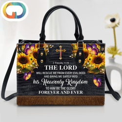 The Lord Will Rescue Me From Every Evil Deed Beautiful Sunflower Leather Women Handbags