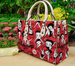 Betty Boop Leather Handbag and Wallet, Cartoon Women Shoulder Bag, Movie Handbag, Betty Boop Lover Gift, Custom Handbag