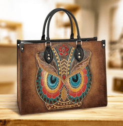 Owl Lover Leather HandBag, Gift For Lovers, Leather Hand Bag, Women Leather Bag, Gift For Her