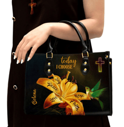 Today I Choose Joy Beautiful Personalized Leather Handbag, Women Leather Handbag, Gift For Her